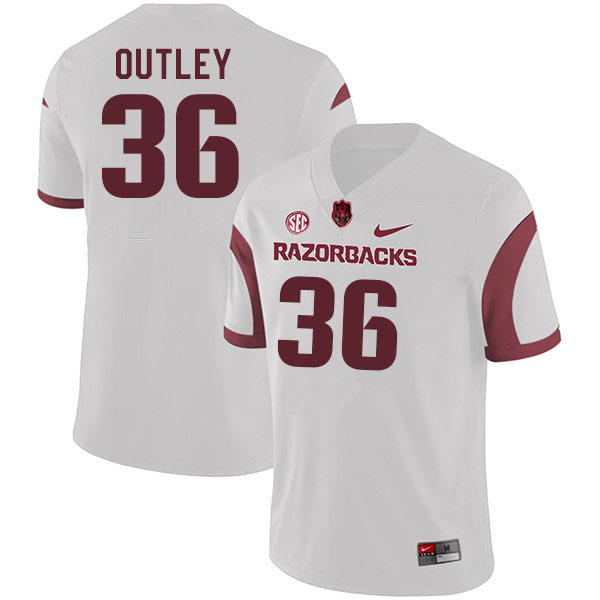 Men #36 Erin Outley Arkansas Razorbacks College Football Jerseys Sale-White